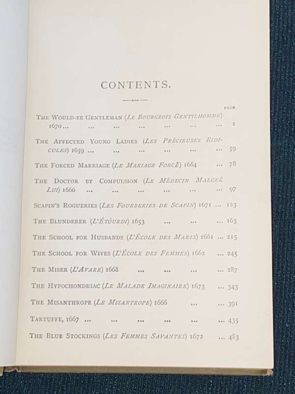COMEDIES BY MOLIERE A NEW TRANSLATION BY CHARLES MATHEW 1894