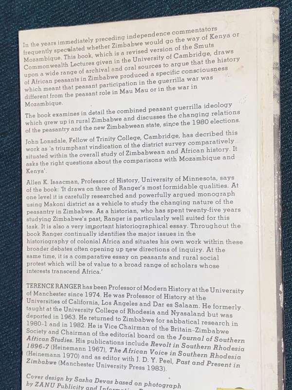 PEASANT CONSCIOUSNESS AND GUERRILLA WAR IN ZIMBABWE BY TERENCE RANGER