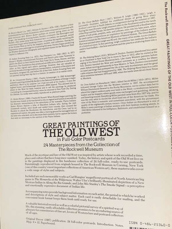 GREAT PAINTINGS OF THE OLD WEST IN FULL COLOUR POSTCARDS
