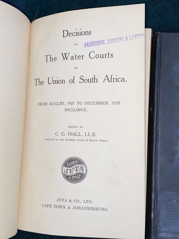 DECISIONS OF THE WATER COURTS OF SOUTH AFRICA 3 VOLS 1913 - 1936