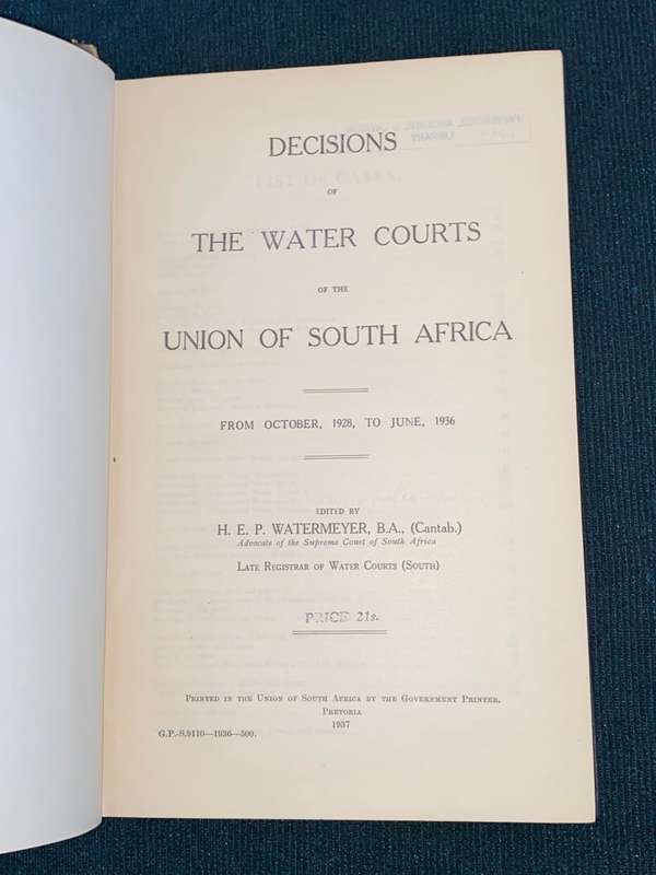 DECISIONS OF THE WATER COURTS OF SOUTH AFRICA 3 VOLS 1913 - 1936