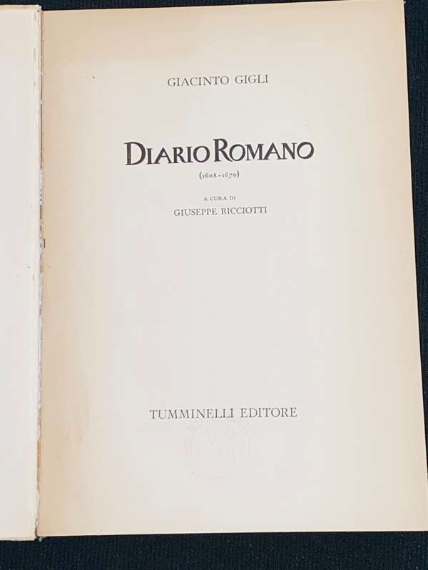 DIARIO DI GIACINTO GIGLI - TVMMINELLI 1957