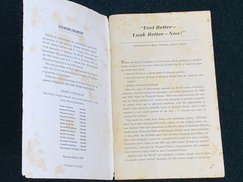 ROYAL CANADIAN AIRFORCE EXERCISE PLANS FOR PHYSICAL FITNESS 1962