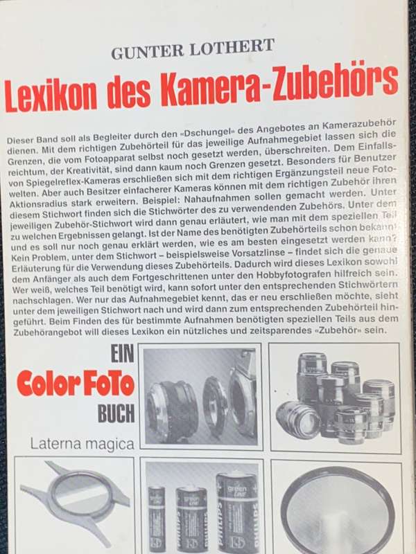 LEXIKON DES KAMERA-ZUBEHORS - GUNTER LOTHERT EIN COLOR FOTO BUCH