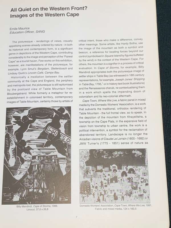 PICTURING OUR WORLD SOUTH AFRICAN NATIONAL GALLERY 1993 BOOKLET