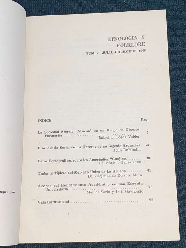 ETNOLOGIA Y FOLKLORE ACADEMIA DE CIENCIAS DE CUBA NUM. 1 , 2 1966