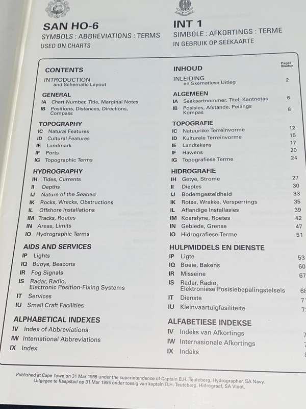 SYMBOLS AND ABBREVIATIONS USED ON SOUTH AFRICAN CHARTS 1995