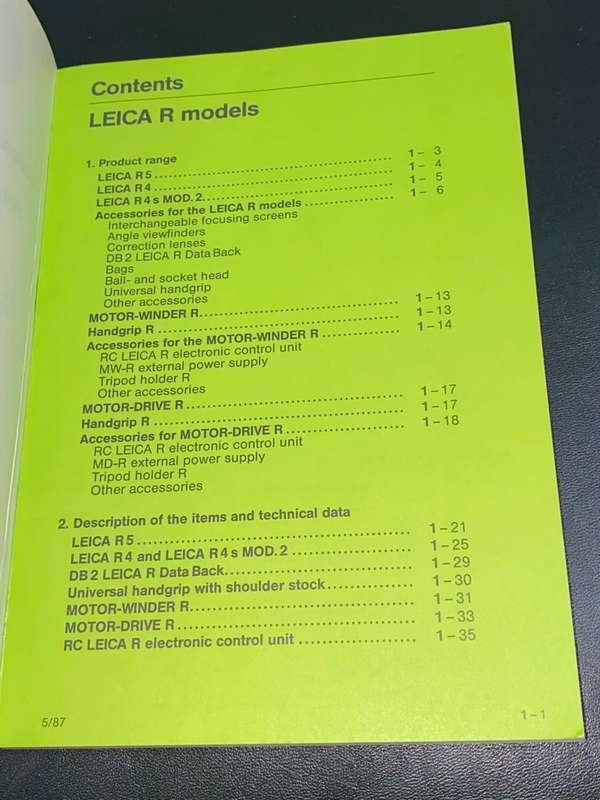HANDBOOK OF THE LEICA SYSTEM MAY 1987