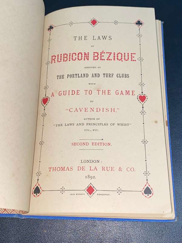 THE LAWS OF RUBICON BEZIQUE BY CAVENDISH 2ND EDITION 1892
