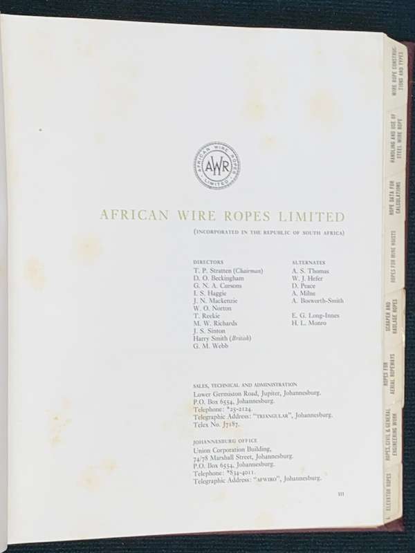 AFRICAN WIRE ROPES LIMITED CATALOGUE AND ROEBLING CALCULATOR