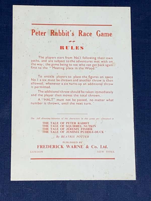 VINTAGE PETER RABBIT`S RACE GAME (BOARD ONLY)