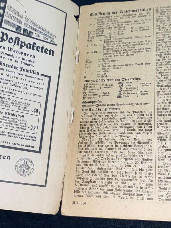 MEIN DEUTSCHLAND KALENDER FURS DEUTSCHE VOLK 1936