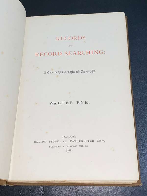 RECORDS AND RECORD SEARCHING A GUIDE TO THE GENEALOGIST AND TOPOGRAPHER 1888