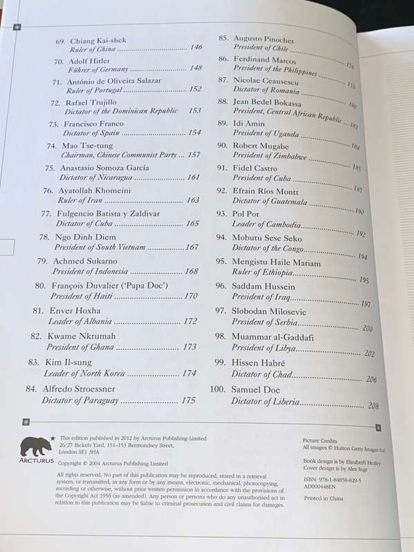 TYRANTS HISTORY`S 100 MOST EVIL DESPOTS & DICTATORS BY NIGEL CAWTHORNE