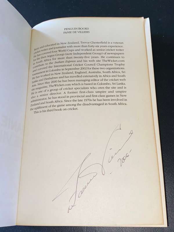 FANIE DE VILLIERS `NEVER SAY DIE` VINNIGER AS OOIT SIGNED