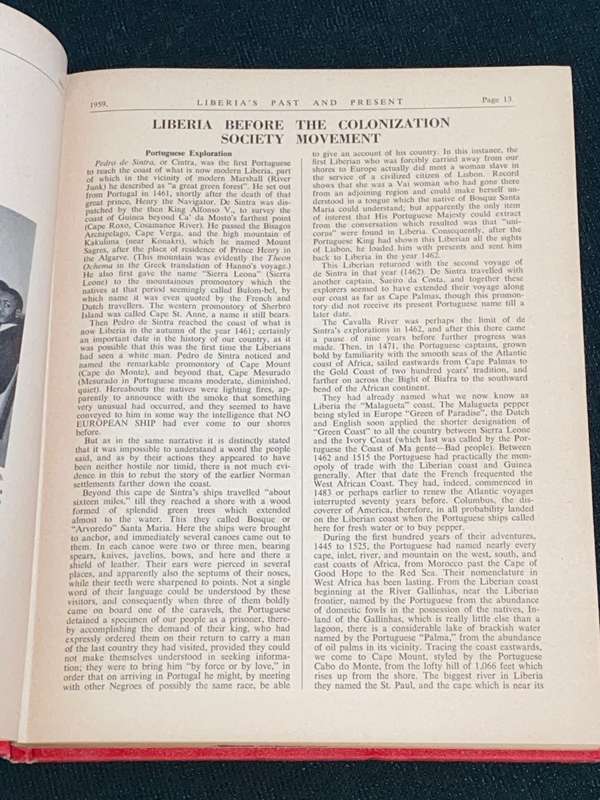 LIBERIA`S PAST AND PRESENT BY NATHANIEL R. RICHARDSON 1959 EX-LIBRARY