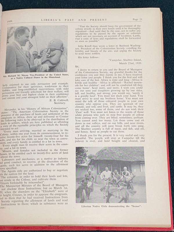 LIBERIA`S PAST AND PRESENT BY NATHANIEL R. RICHARDSON 1959 EX-LIBRARY