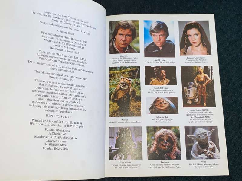 STAR WARS RETURN OF THE JEDI THE STORYBOOK BASED ON THE FILM 1983