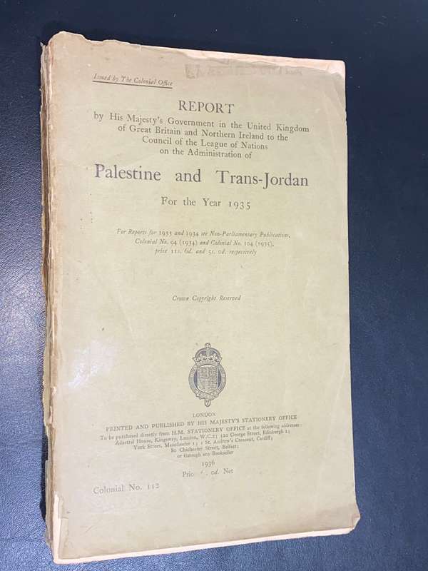 REPORT ON PALESTINE AND TRANS-JORDAN FOR THE YEAR 1935 BY HIS MAJESTY`S GOVERNMENT IN THE UK