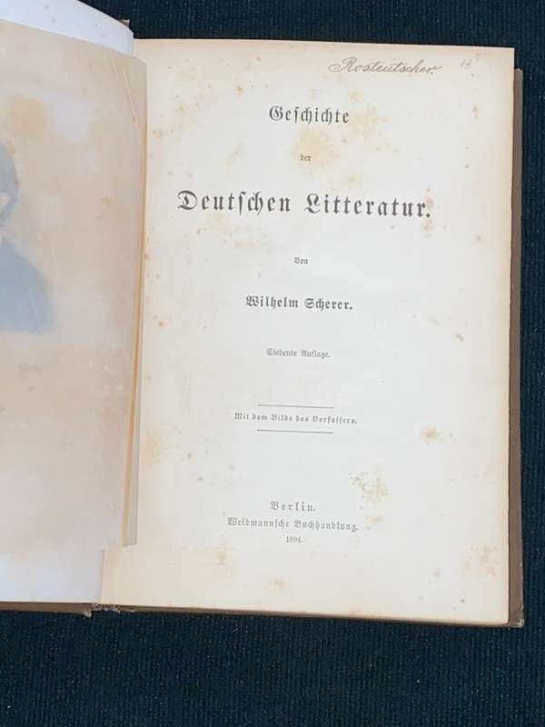 GESCHICHTE DER DEUTSCHEN LITERATUR VON WILHELM SCHERER 1894