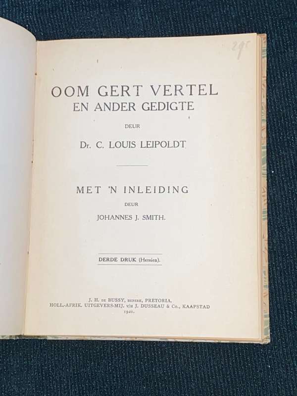 OOM GERT VERTEL EN ANDER GEDIGTE DEUR DR. C. LOUIS LEIPOLDT 1921
