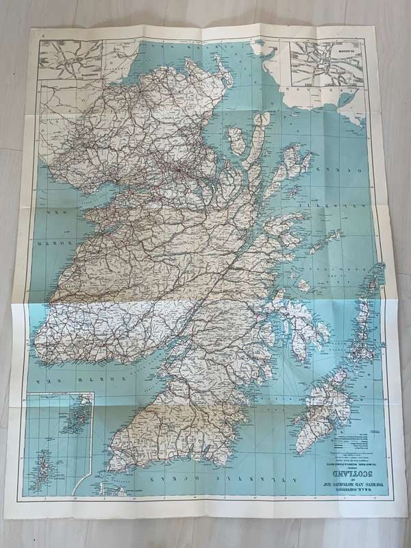 JOHNSTON`S VINTAGE MOTORING & TOURING MAP OF SCOTLAND