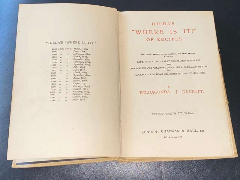 HILDA`S `WHERE IS IT` ? OF RECIPES 1908