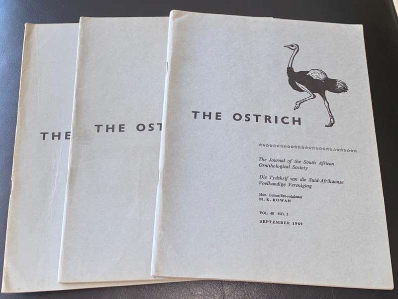 OSTRICH JOURNALS OF THE SOUTH AFRICAN ORNITHOLOGICAL SOCIETY - 4 JOURNALS