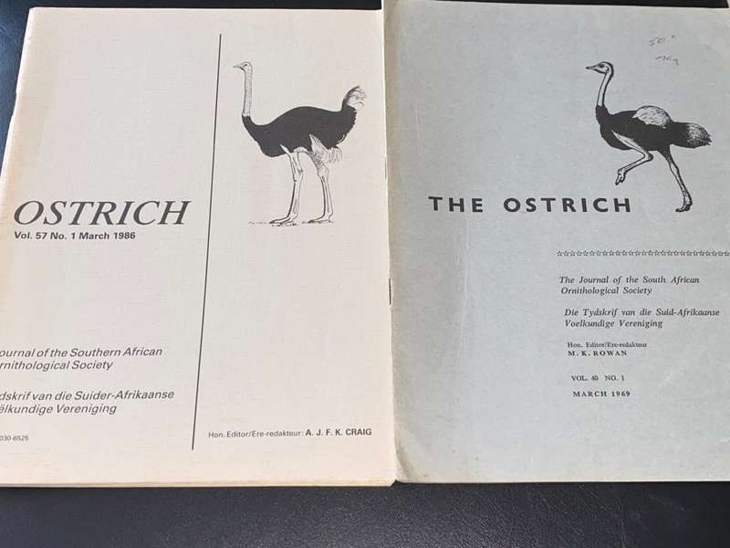 OSTRICH JOURNALS OF THE SOUTH AFRICAN ORNITHOLOGICAL SOCIETY - 4 JOURNALS