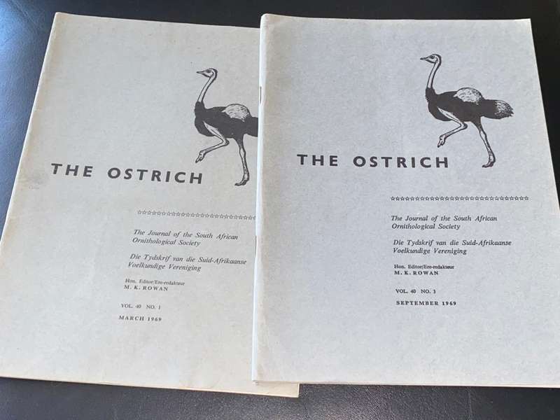 OSTRICH JOURNALS OF THE SOUTH AFRICAN ORNITHOLOGICAL SOCIETY - 4 JOURNALS
