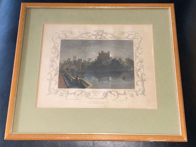 ANTIQUE LINE ENGRAVING PRINT ROCHESTER CASTLE KENT 1835