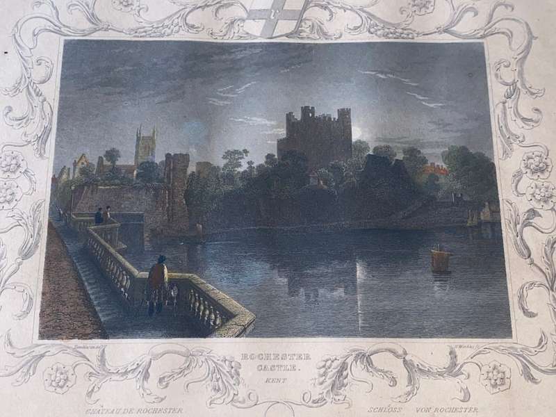 ANTIQUE LINE ENGRAVING PRINT ROCHESTER CASTLE KENT 1835