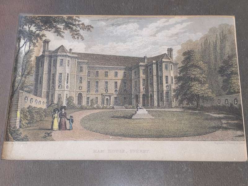 ANTIQUE LINE ENGRAVING PRINT HAMHOUSE SURREY 1830