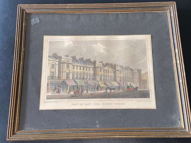 ANTIQUE LINE ENGRAVING PRINT PART OF EAST SIDE, REGENT STREET 1829