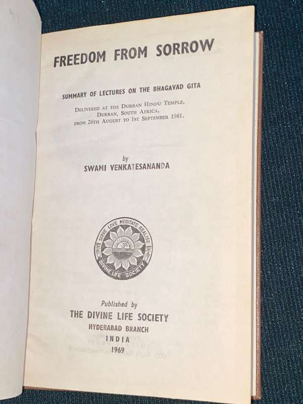 FREEDOM FROM SORROW BY SWAMI VENKATESANANDA 1969