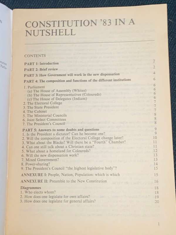 CONSTITUTION `83 IN A NUTSHELL / GROONDWET `83 IN `N NEUTEDOP