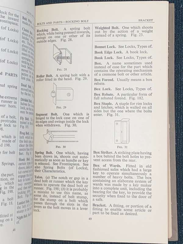 LOCKS AND BUILDERS HARDWARE GLOSSARY, DESIGN MANUFACTURE AND HISTORY