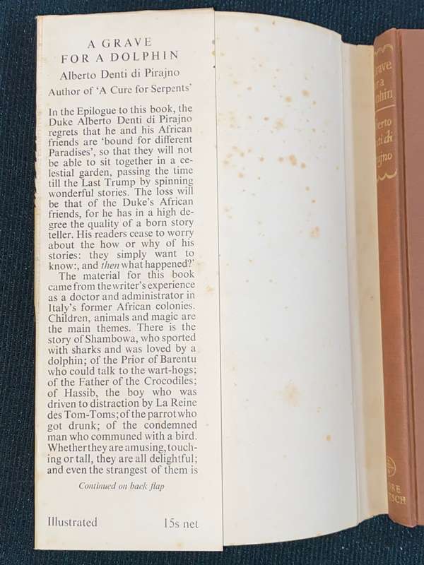 A GRAVE FOR A DOLPHIN BY ALBERTO DENTI DI PIRAJNO 1ST ENGLISH EDITION