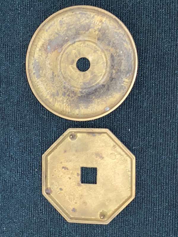2 X SOLID ANTIQUE BRASS DOOR HANDLE PLATES