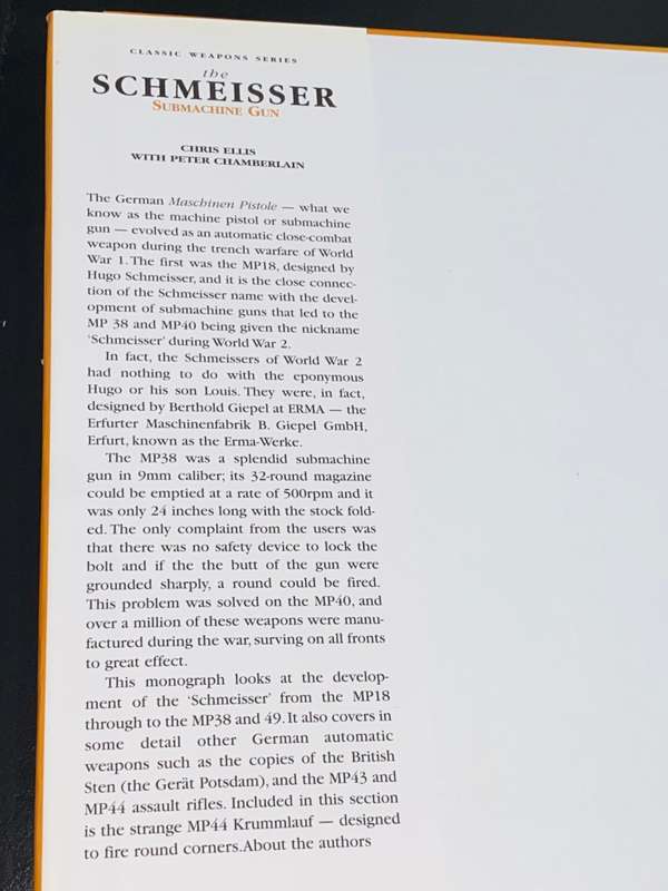 THE SCHMEISSER SUBMACHINE GUN BY CHRIS ELLIS WITH PETER CHAMBERLAIN