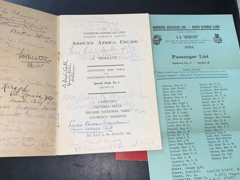 HAMBURG-AMERICAN LINE NORTH GERMAN LLOYD S.S. RESOLUTE AROUND AFRICA CRUISE 1934 PROGRAMMES
