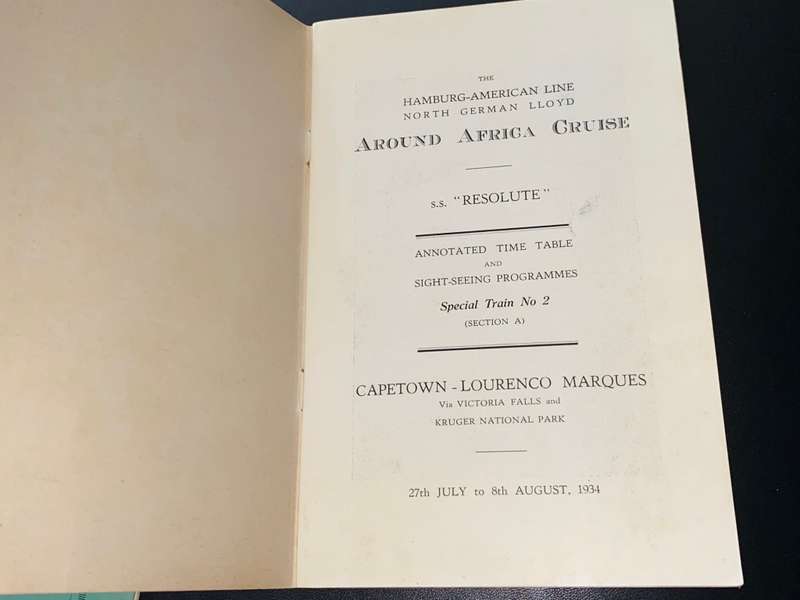 HAMBURG-AMERICAN LINE NORTH GERMAN LLOYD S.S. RESOLUTE AROUND AFRICA CRUISE 1934 PROGRAMMES