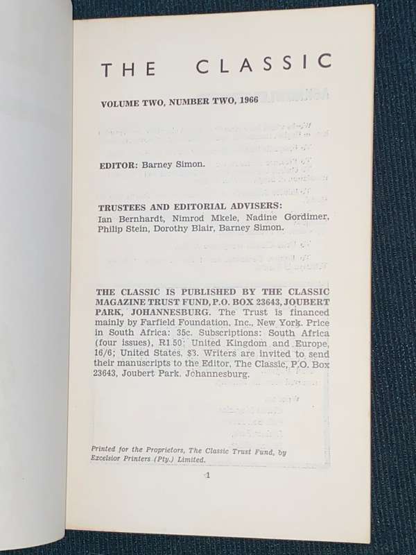 THE CLASSIC QUARTERLY VOL2 #2 1966