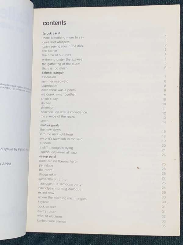 EXILES WITHIN 7 SOUTH AFRICAN POETS AN ANTHOLOGY OF POETRY 1986