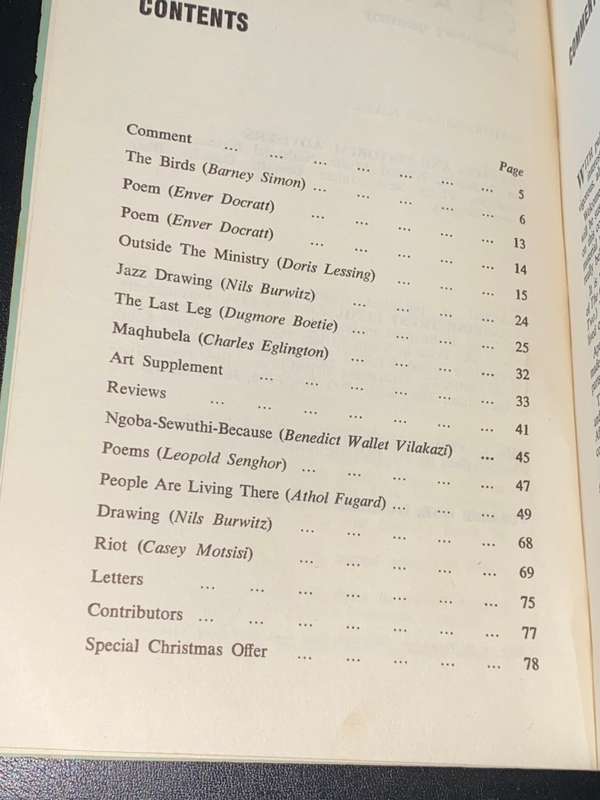 THE CLASSIC JOHANNESBURG QUARTERLY VOL1 #2 1963