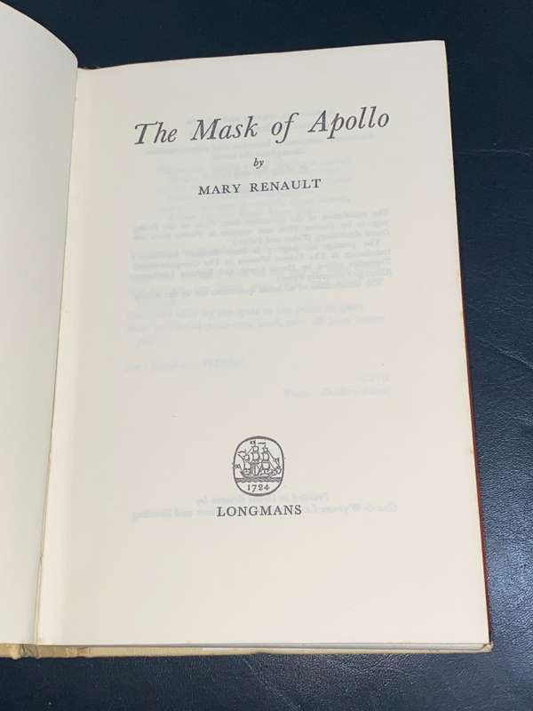 THE MASK OF APOLLO BY MARY RENAULT SIGNED