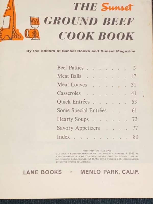 THE SUNSET GROUND BEEF COOK BOOK RECIPES FOR ALL OCCASIONS