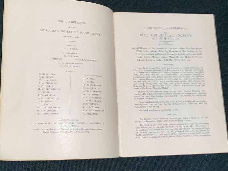 GEOLOGICAL SOCIETY OF SOUTH AFRICA REPORT OF THE COUNCIL 30 MAY 1958