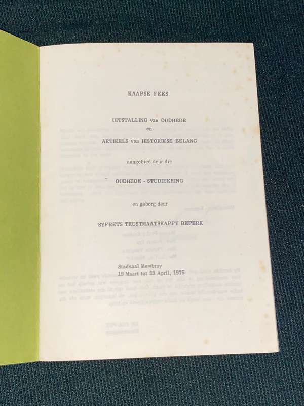 UISTALLING VAN OUDHEDE EN ARTIKELS VAN HISTORIESE BELANG 1975