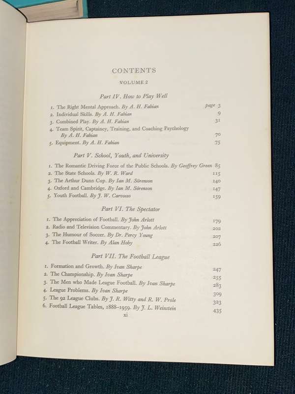 ASSOCIATION FOOTBALL EDITED BY A.H. FABIAN 4 VOLUMES 1961